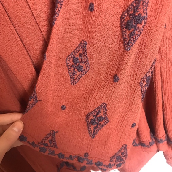 FREE PEOPLE Rust Orange Embroidered Mini Dress - Picture 4 of 8